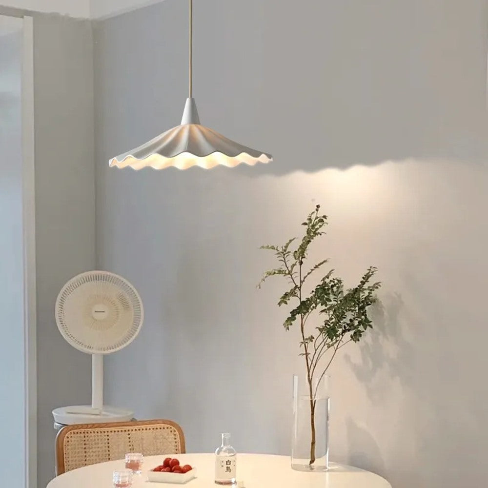 Maintained House Ruffled Porcelain Pendant Light - Over a round table