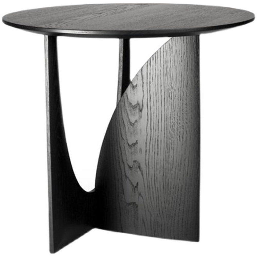Maintained House Sculpted Round Side Table - Charcoal Black