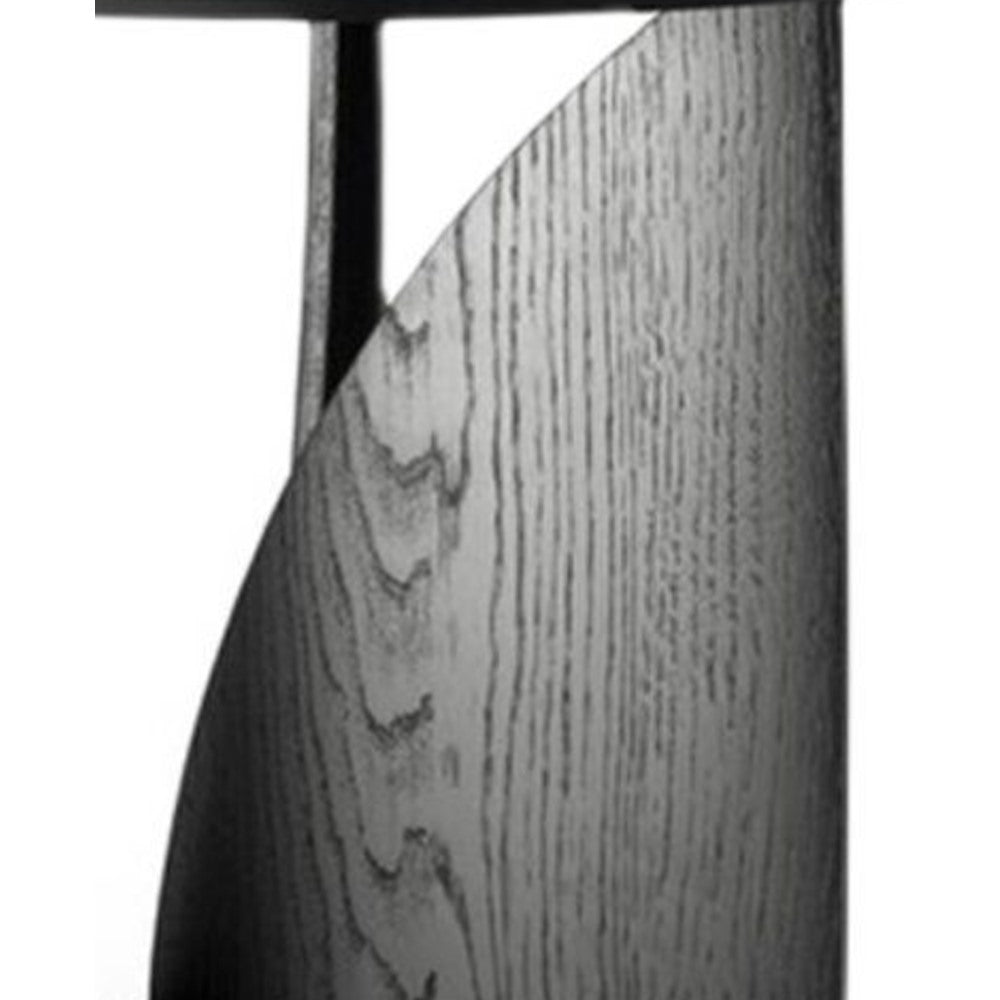 Maintained House Sculpted Round Side Table - Detail of the sculpted base and wood grain