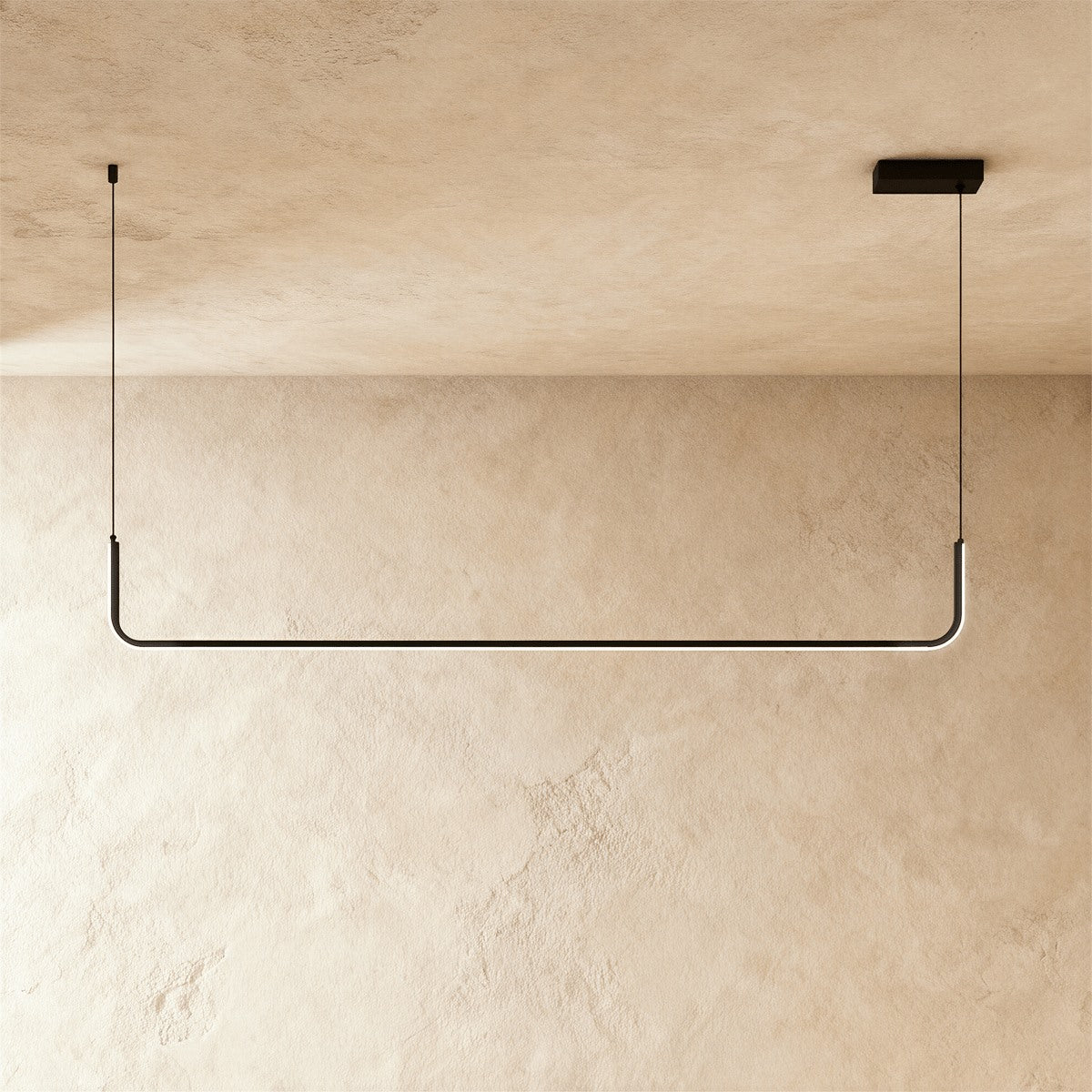 Maintained House U-Line LED Chandelier - Single Bar, Black