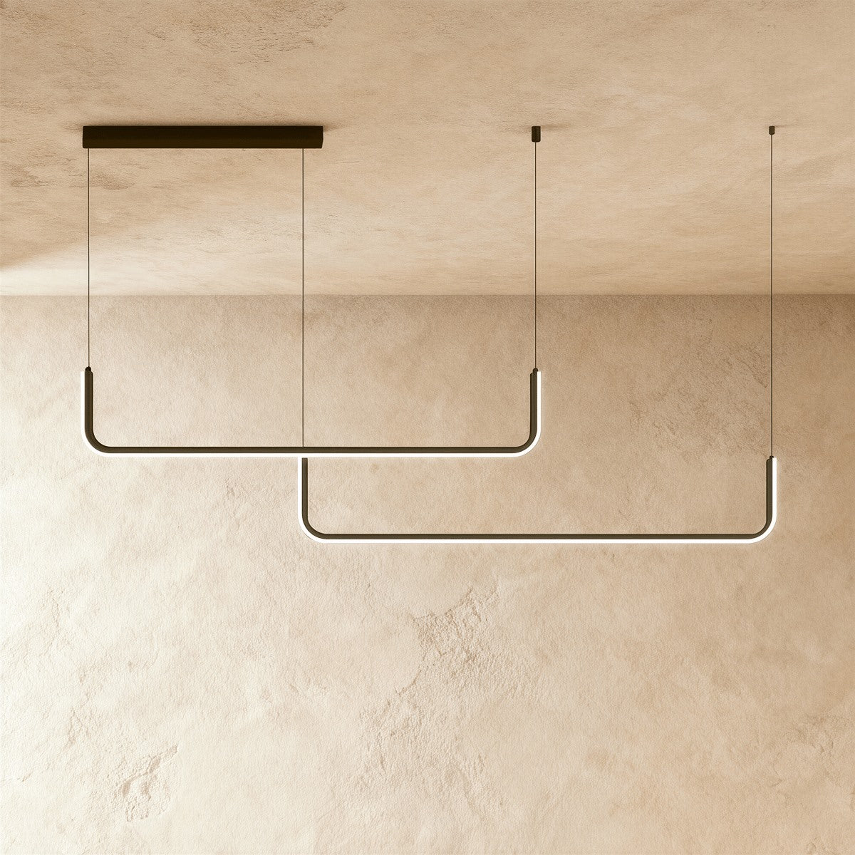Maintained House U-Line LED Chandelier - Double Bar, Black